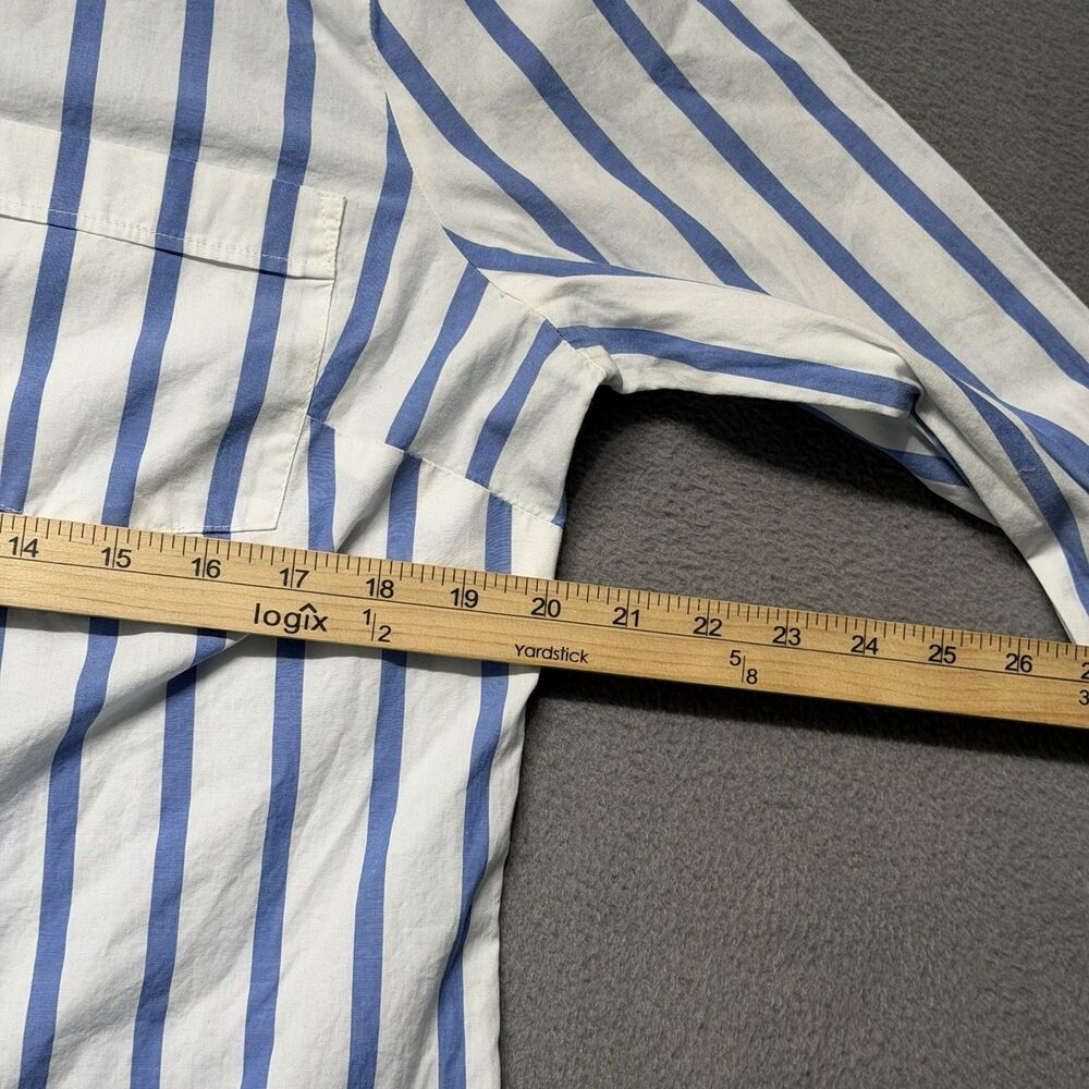 J.Crew Womens Large Button Up Shirt Blue White Striped Long Sleeve Stretch Top - Picture 7 of 8